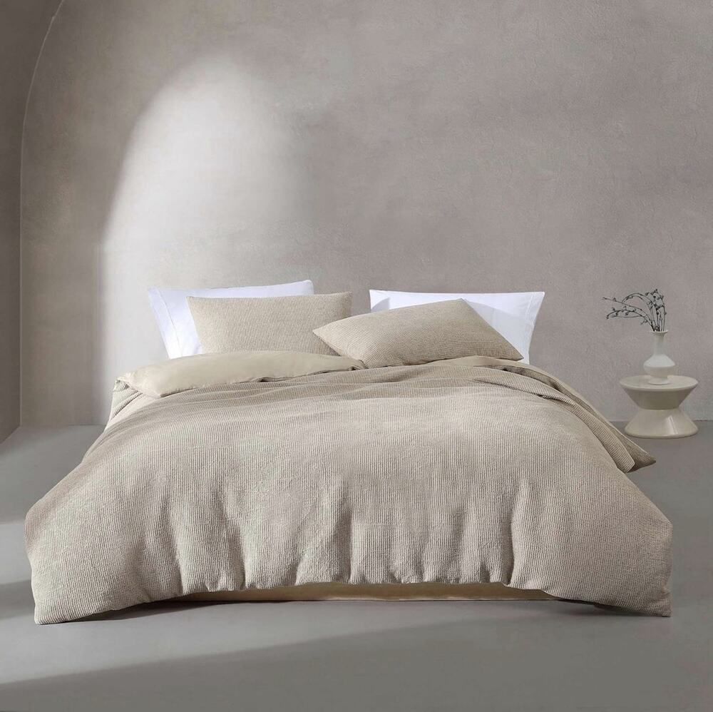 Calvin Klein 3-piece Queen Microwaffle Beige Duvet Cover set modern Cp. @160
